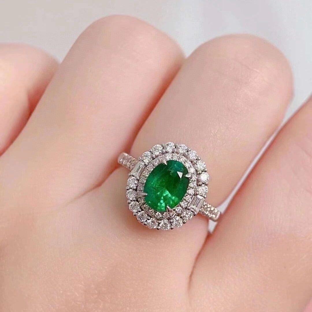 14k Gold 1.96 Ctw Vivid Green Natural Emerald & Diamond Ring/pendant( Without Chain ) - 6