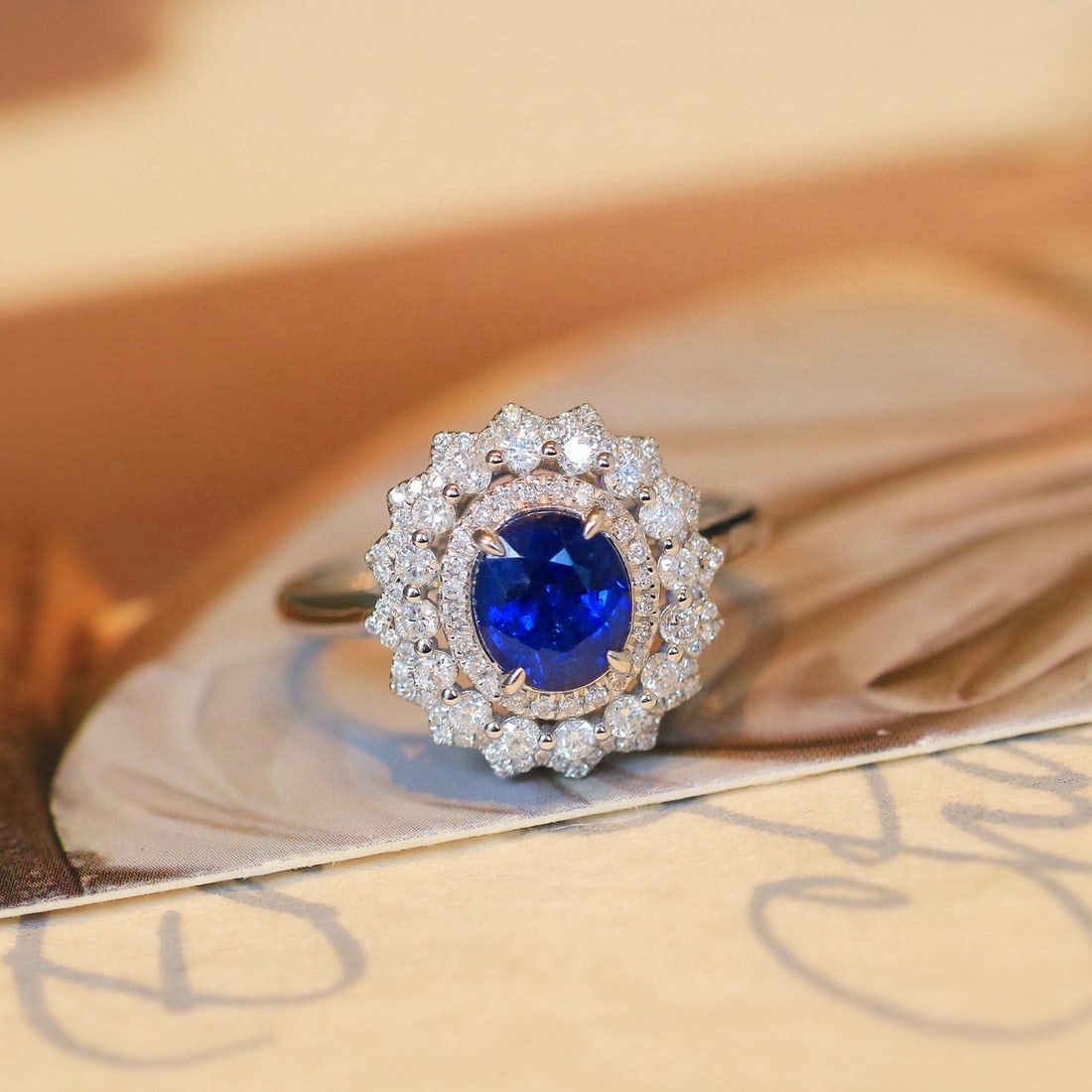 14k Gold 2.40 Ctw Natural Sapphire & Diamond Ring - 2