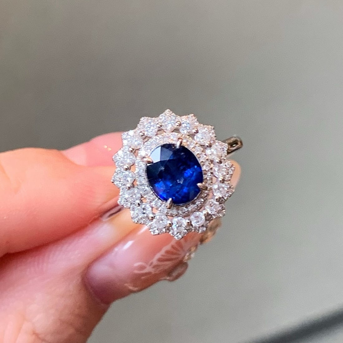 14k Gold 2.40 Ctw Natural Sapphire & Diamond Ring - 5