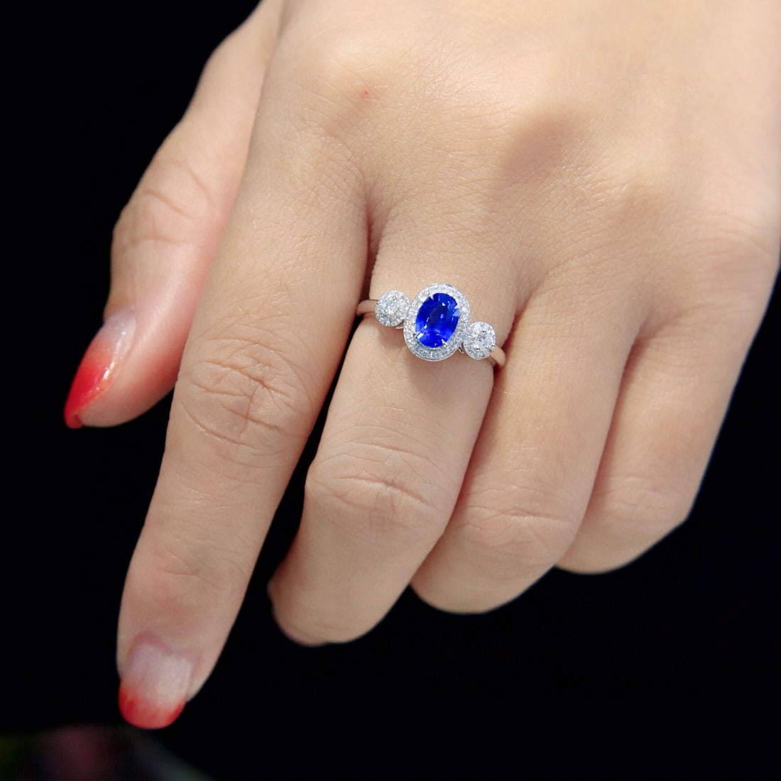 14k Gold 1.36 Ctw Natural Sapphire & Diamond Ring - 5