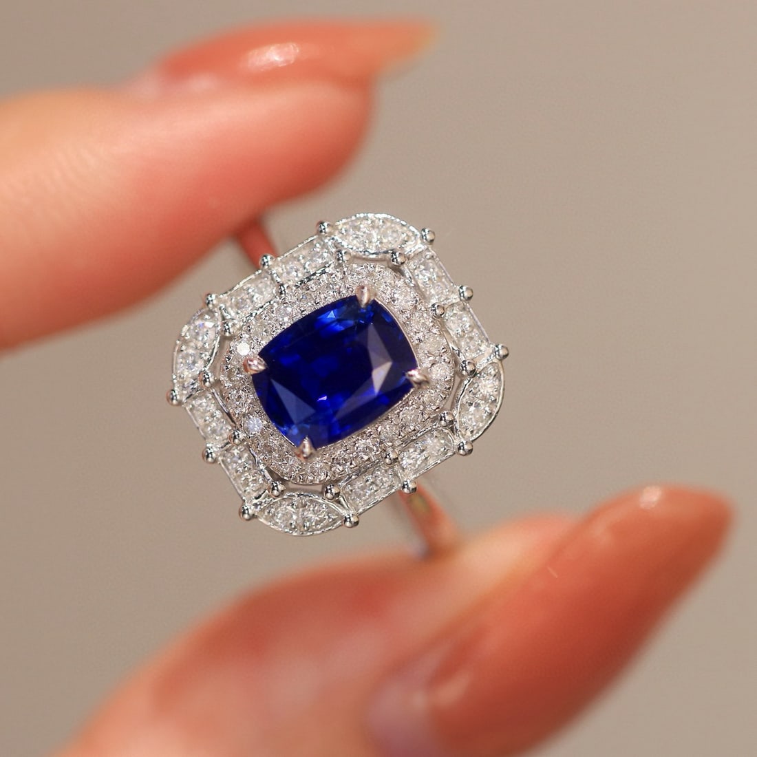 14k Gold 2.01 Ctw Natural Sapphire & Diamond Ring - 6