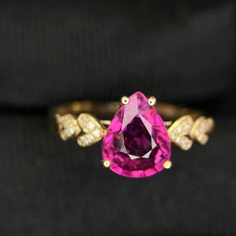 14k Gold 1.30 Ct Natural Tourmaline & Diamond Ring (1 of 5)