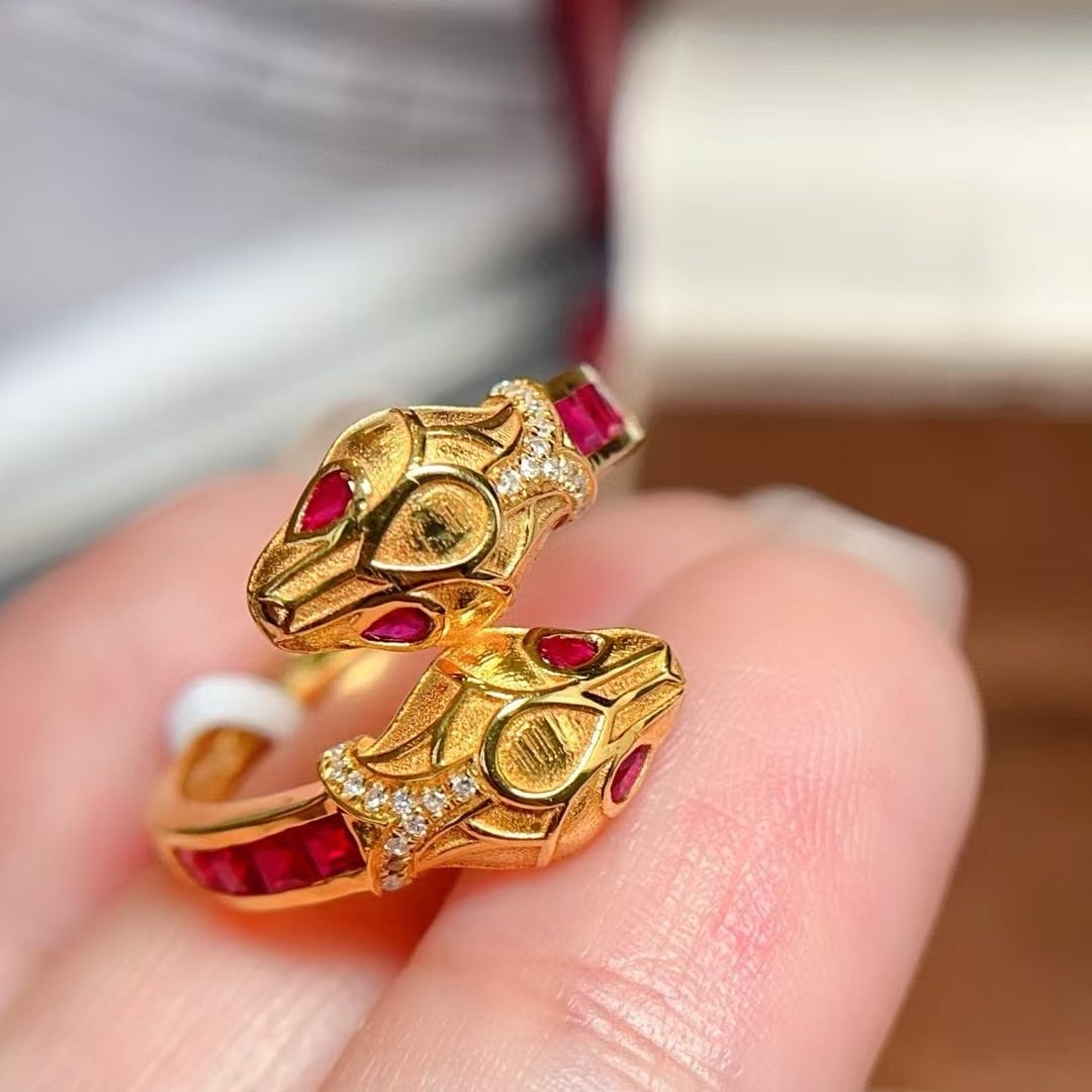 14k Gold 0.6 Ct Natural Ruby & Diamond Ring - 3