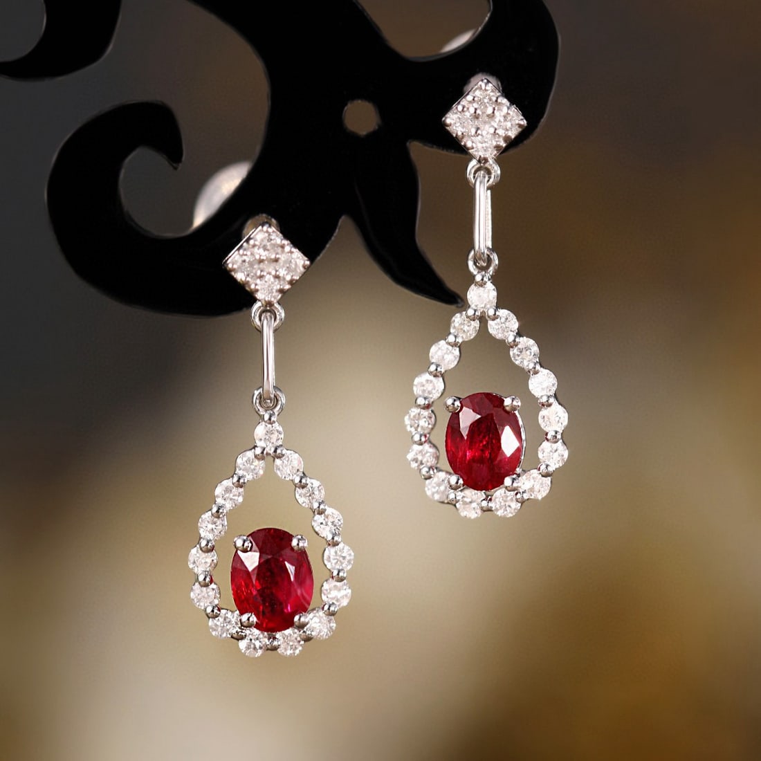 14k Gold 1.07 Ctw Natural Ruby & Diamond Earrings (1 of 6)