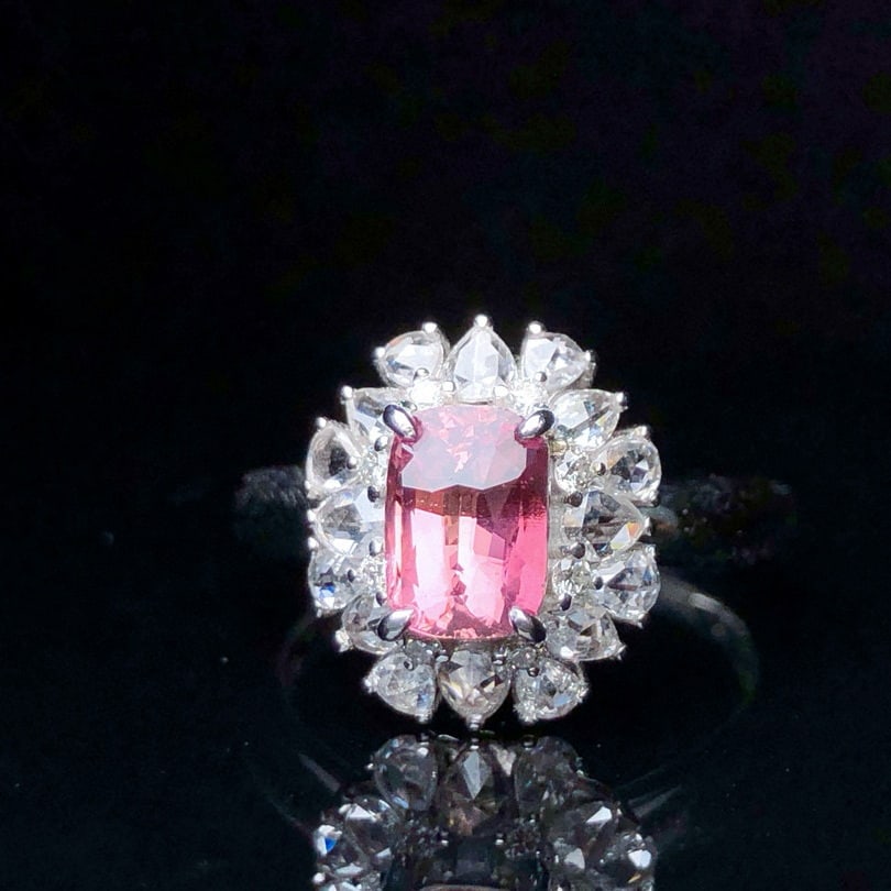 14k Gold 2.29 Ctw Natural Padparadscha Sapphire & Diamond Ring (1 of 9)