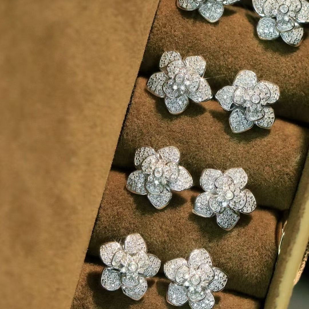 14k Gold 0.26 Ct Natural H Diamond & Flowers Earrings - 2