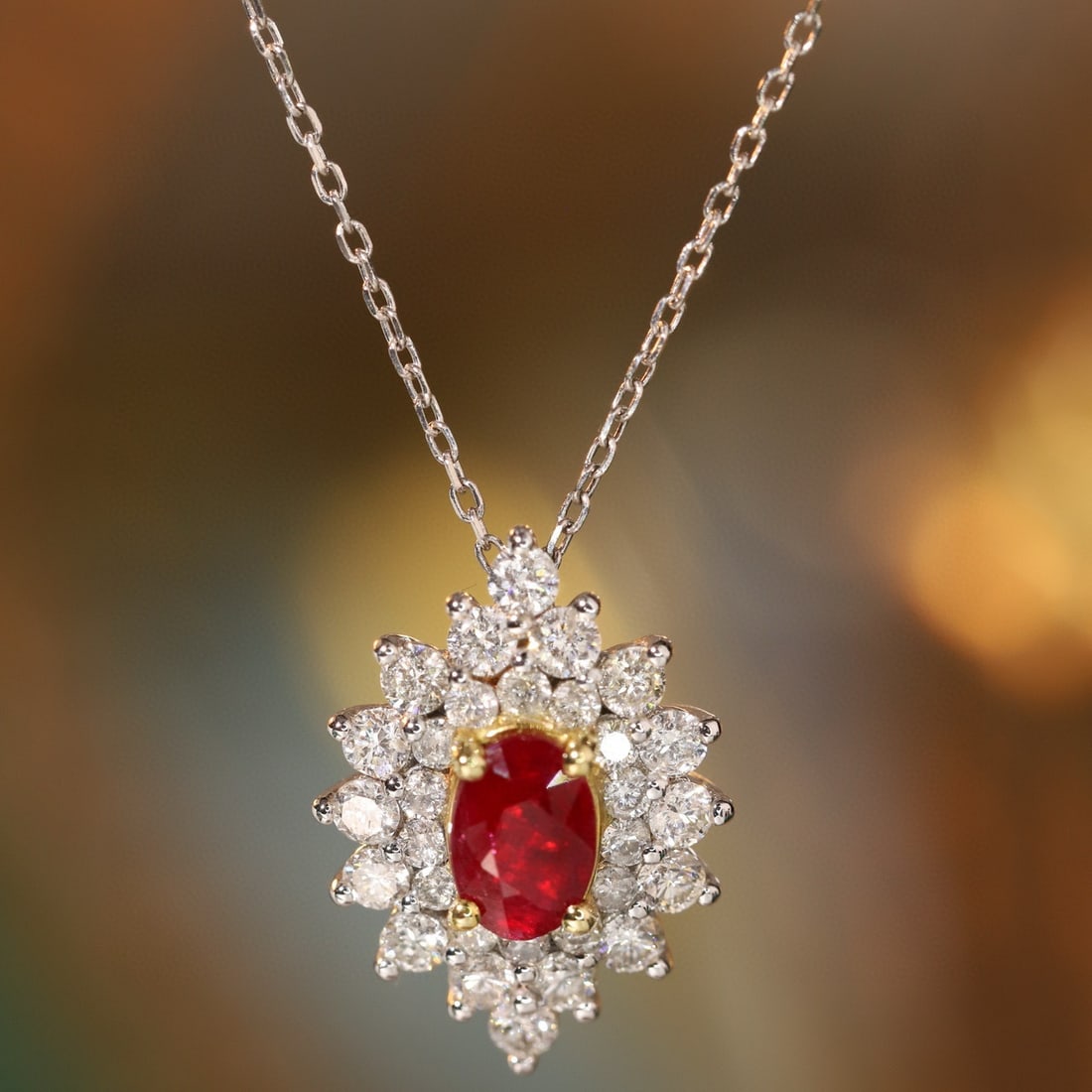 14k Gold 0.85 Ctw Natural Ruby & Diamond Necklace (1 of 8)