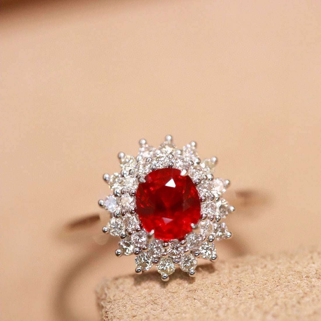 14k Gold 0.91 Ctw Natural Ruby & Diamond Ring: Ref:230953168 // gold content:14k gold // ring size:7. 25us // // main gemstone:ruby // shape:oval // carat weight:0. 62ct // color:pigeonblood red // treatment:natural // // adjacent gemstone 2 : dia