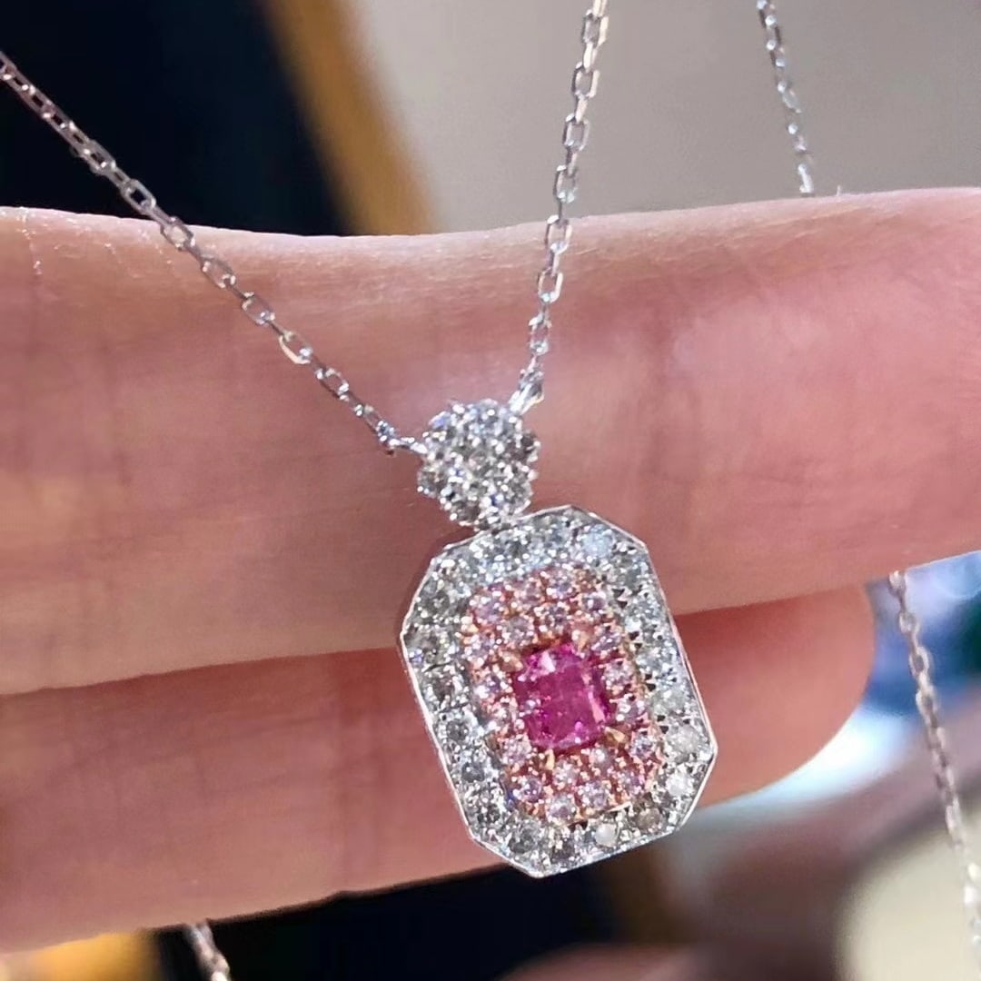 14k Gold 0.53 Ctw Natural Pink Diamond & Diamond Necklace (1 of 5)