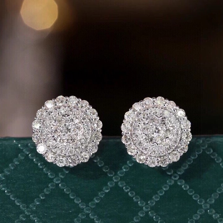 14k Gold 0.94 Ct Natural H Diamond Earrings: Ref:230953249 // gold content:14k gold // main gemstone:diamond // shape:round // carat weight:0. 94ct // clarity grade:vs-si // color:h // treatment:natural // cut grade:g // Condition: New Low Esti