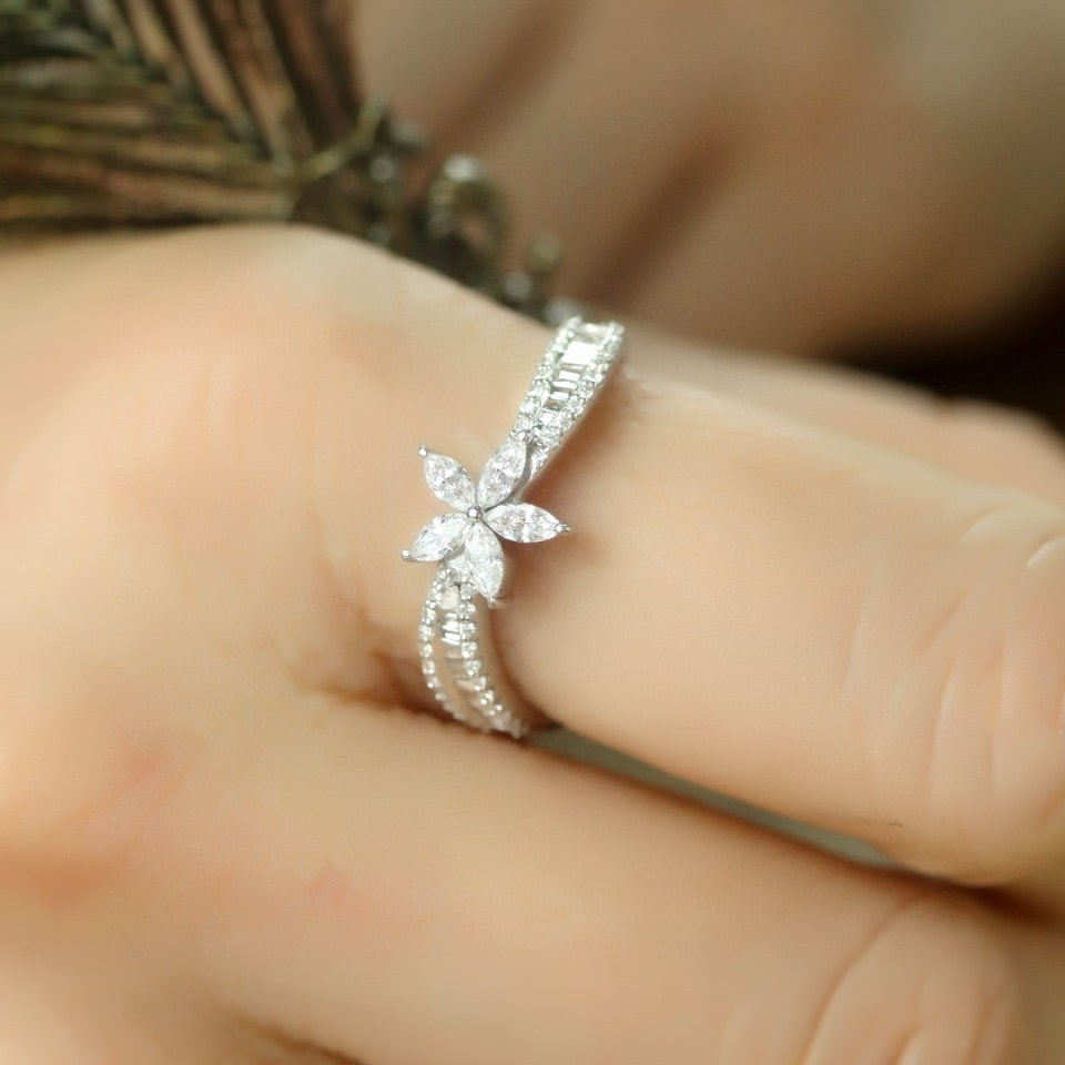 14k Gold 0.80 Ct Natural H Diamond Ring - 6