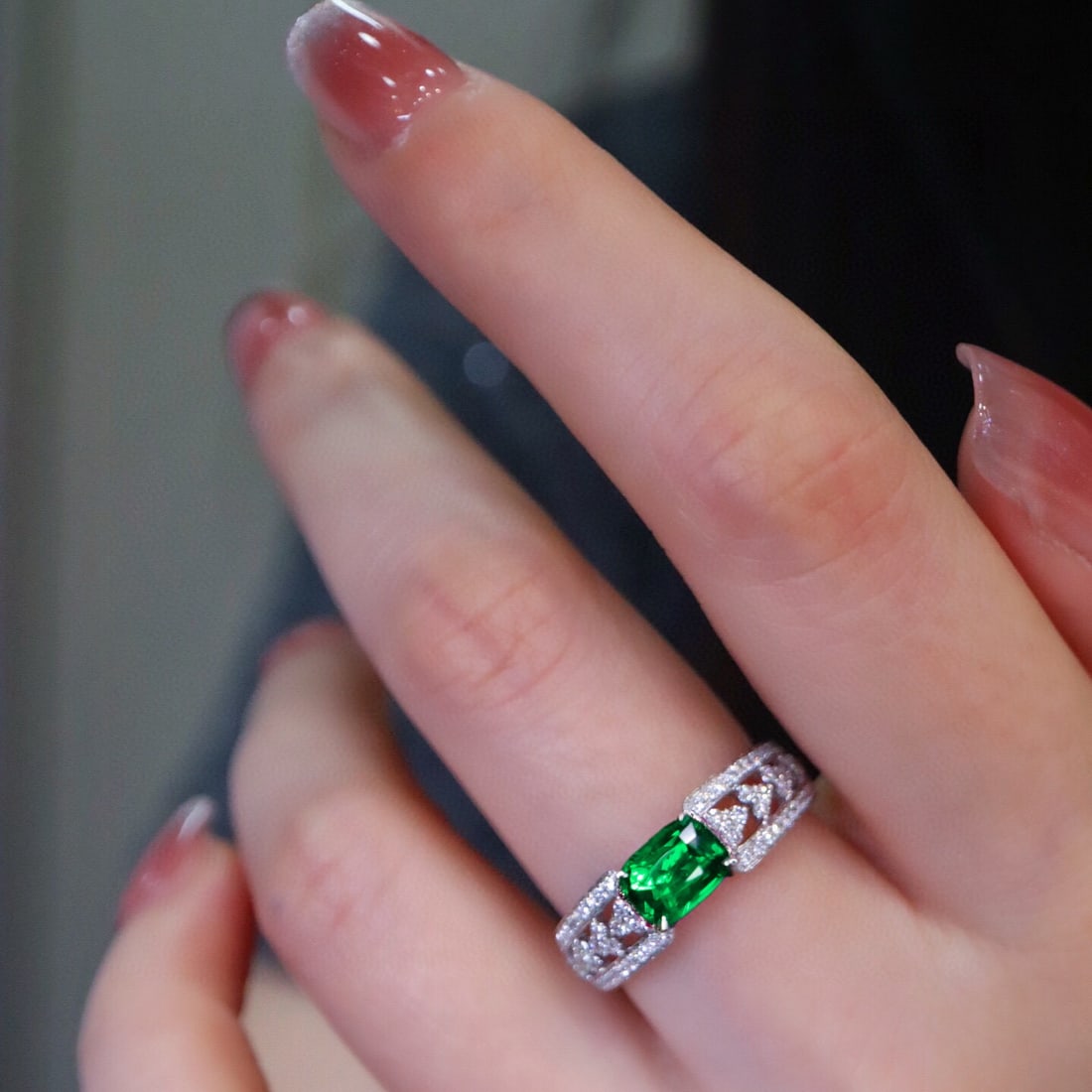 14k Gold 1.41 Ctw Natural Tsavorite & Diamond Ring - 5