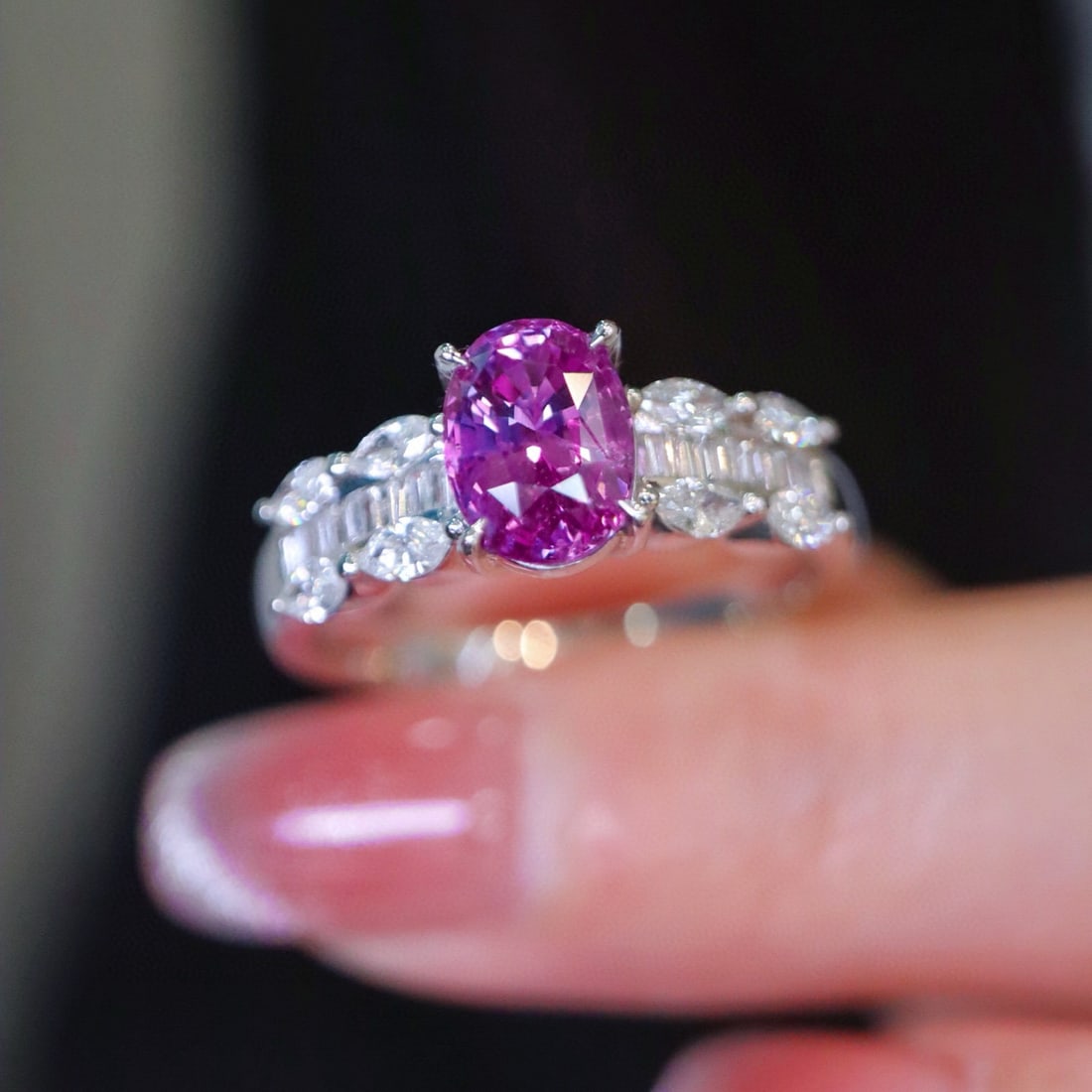 14k Gold 2.13 Ctw Natural Sapphire & Diamond Ring: Ref:230954020 // gold content:14k gold // ring size:7. 25us // // main gemstone:sapphire // shape:oval // carat weight:1. 53ct // color:purple // treatment:natural // // adjacent gemstone 2 : diamond