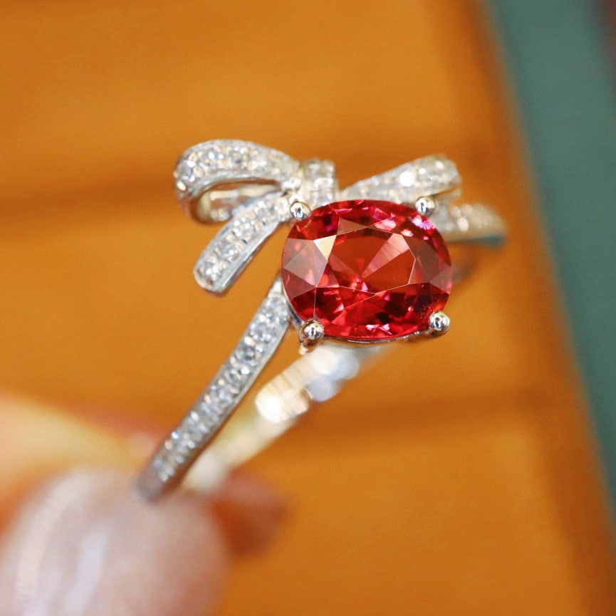 14k Gold 1.03 Ctw Natural Spinel & Diamond Ring - 3