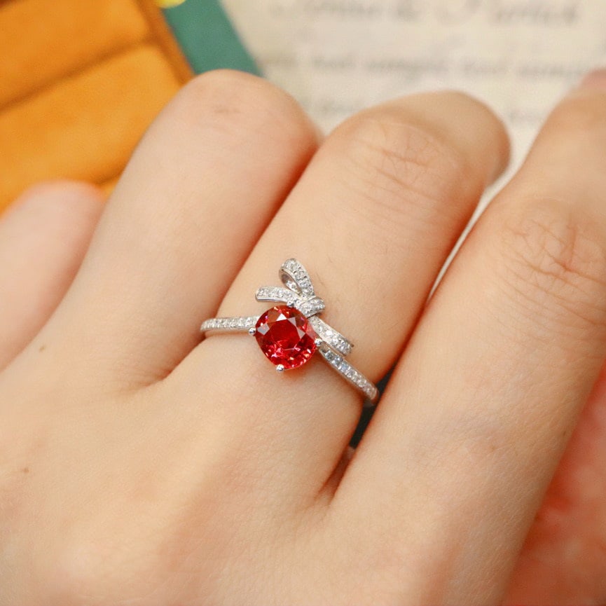 14k Gold 1.03 Ctw Natural Spinel & Diamond Ring - 5