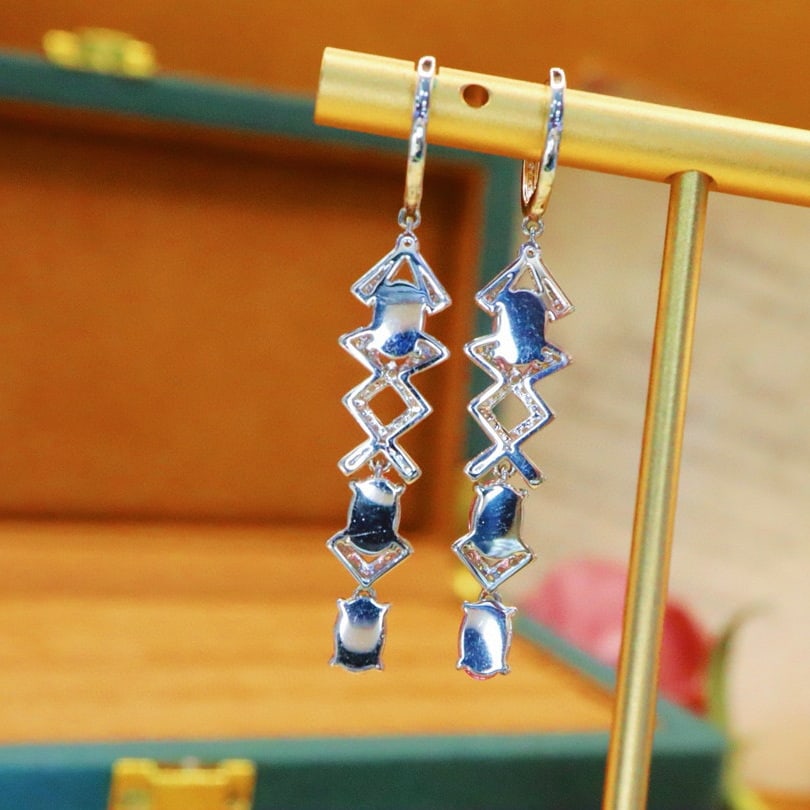 14k Gold 3.43 Ctw Natural Padparadscha Sapphire & Diamond Earrings - 4