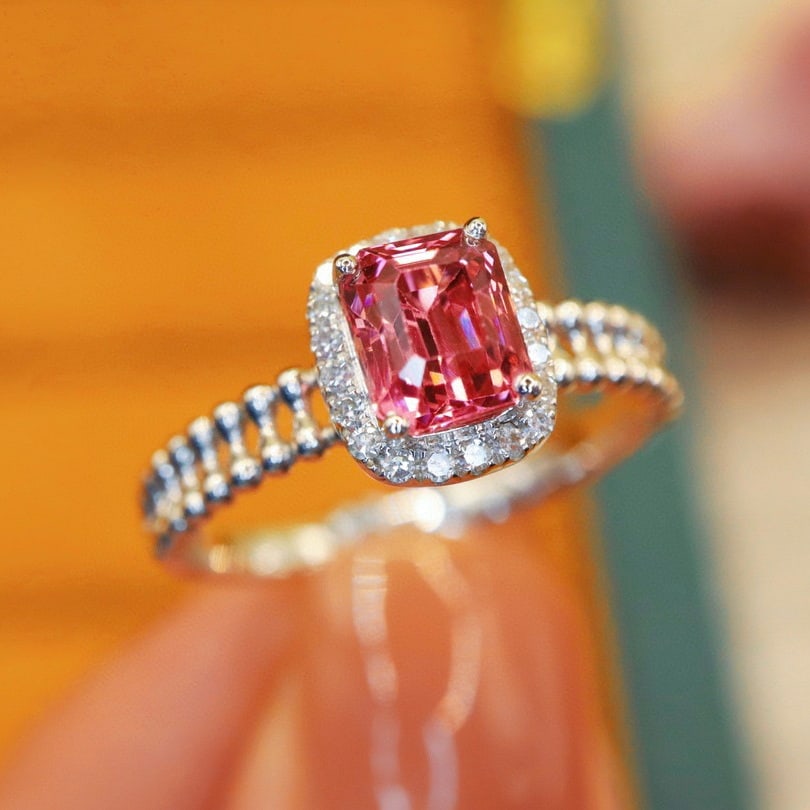 14k Gold 1.18 Ctw Natural Spinel & Diamond Ring - 3