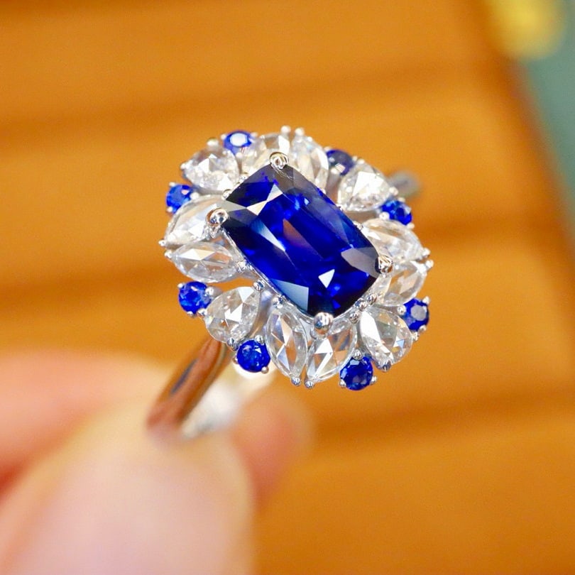 14k Gold 1.37 Ctw Natural Sapphire & Diamond Ring - 3