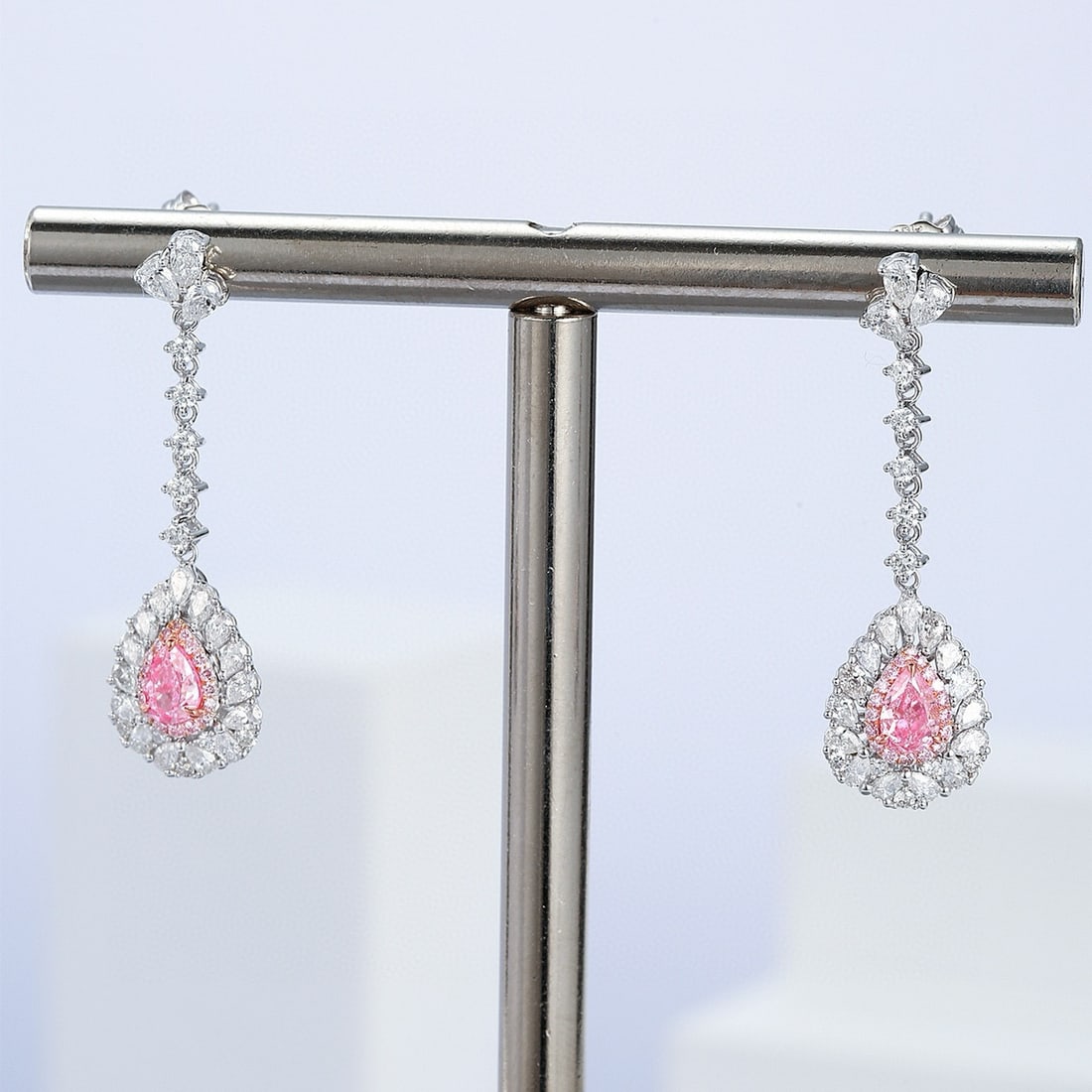 Gia Certified 14k Gold 1.57 Ctw Natural Pink Diamond & Diamond Earrings: Ref:230954248 // gold content:14k gold // main gemstone:pink diamond // certified:gia // shape:pear // carat weight:0. 51ct // clarity grade:vs2 // color:pink // treatment:natural //