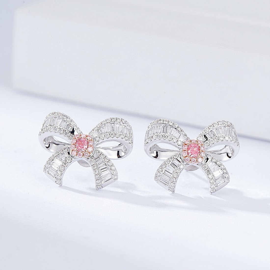 14k Gold 1.04 Ctw Natural Pink Diamond & Diamond Earrings: Ref:230954264 // gold content:14k gold // main gemstone:pink diamond // shape:cushion // carat weight:0. 14ct // color:pink // treatment:natural // // adjacent gemstone 2 : diamond //