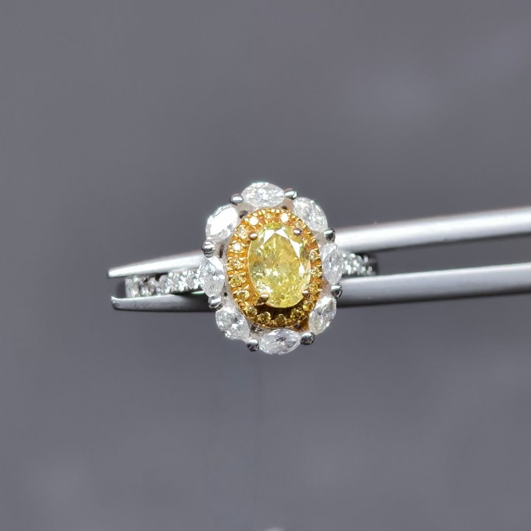 14k Gold 1.05 Ctw Natural Yellow Diamond & Diamond Ring - 2