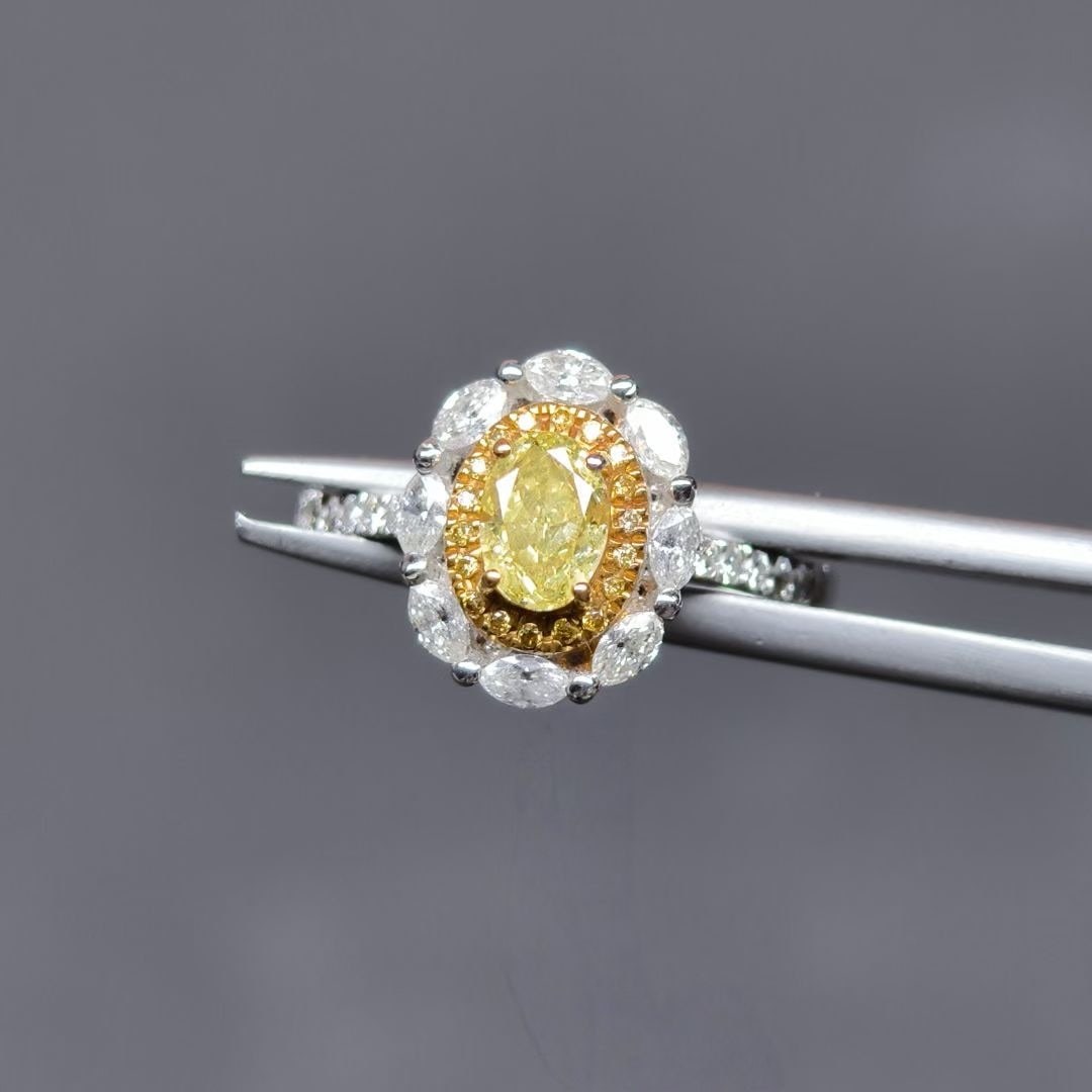 14k Gold 1.05 Ctw Natural Yellow Diamond & Diamond Ring - 3