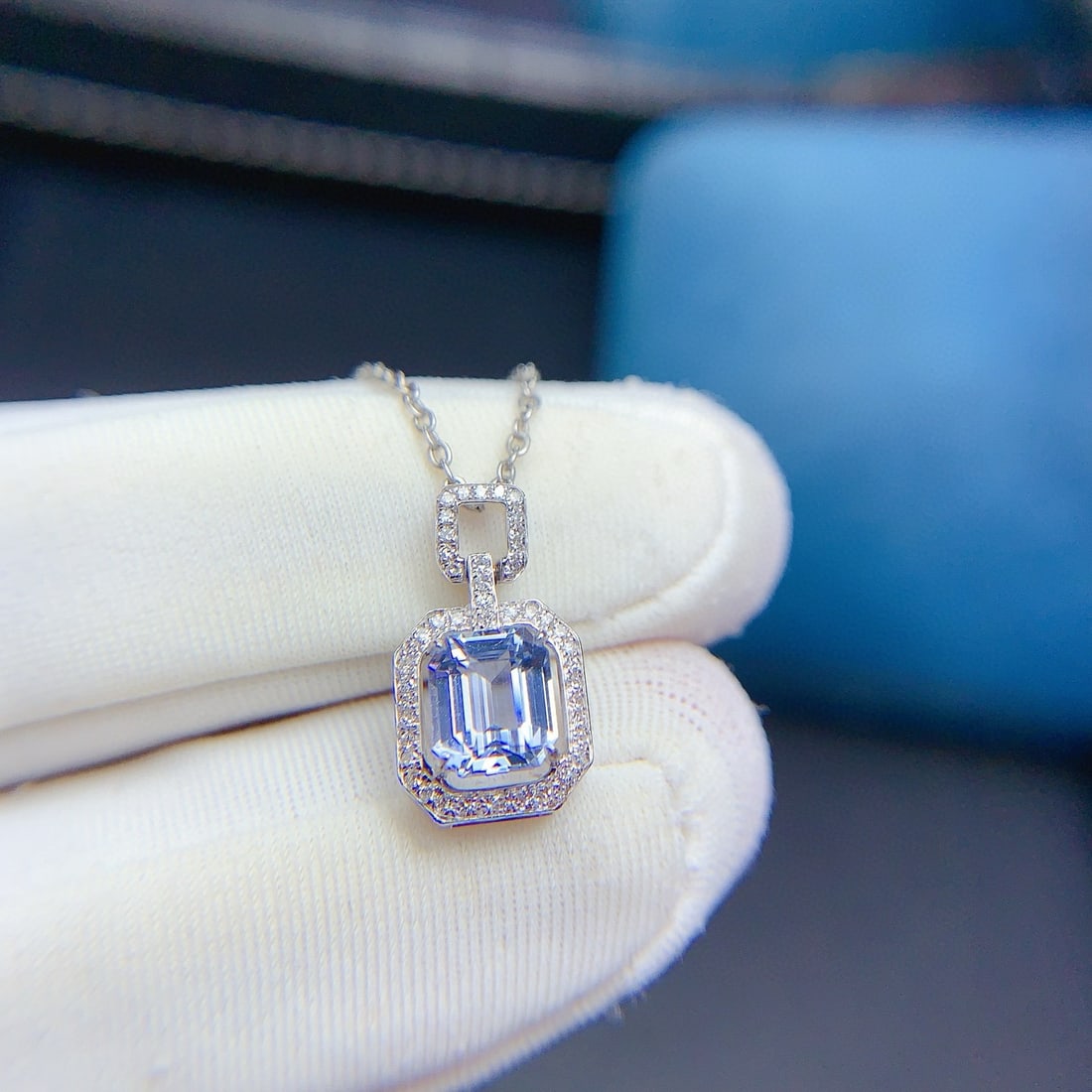 14k Gold 1.08 Ct Natural Sapphire & Diamond Pendant( Without Chain ) - 2