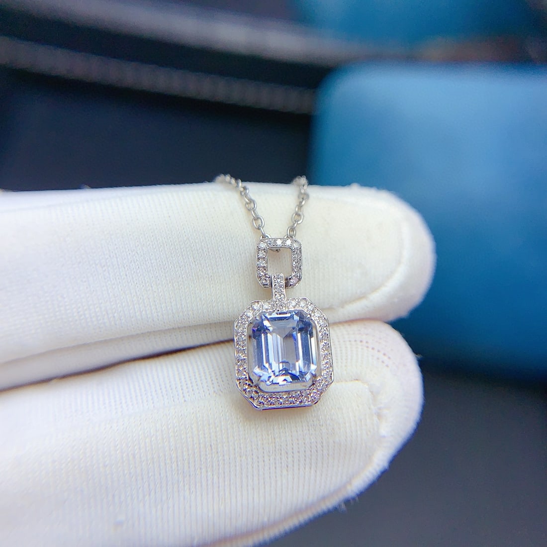 14k Gold 1.08 Ct Natural Sapphire & Diamond Pendant( Without Chain ) - 3