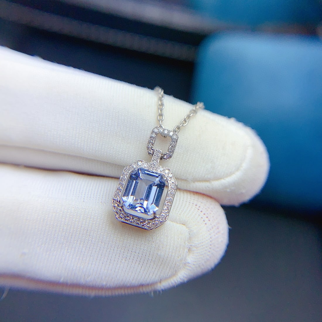 14k Gold 1.08 Ct Natural Sapphire & Diamond Pendant( Without Chain ) - 6