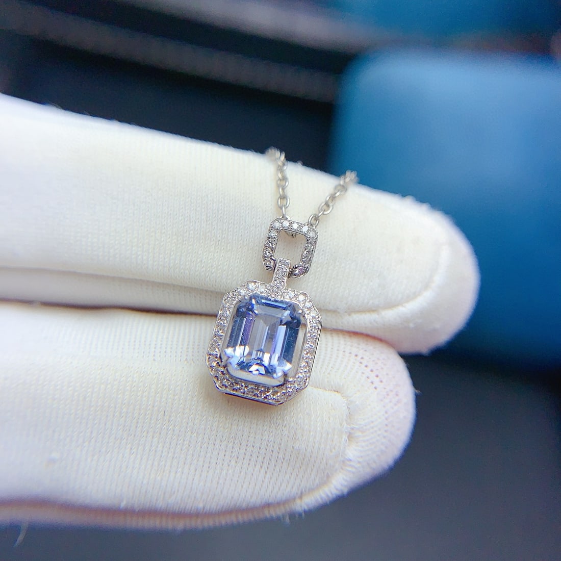 14k Gold 1.08 Ct Natural Sapphire & Diamond Pendant( Without Chain ) - 7