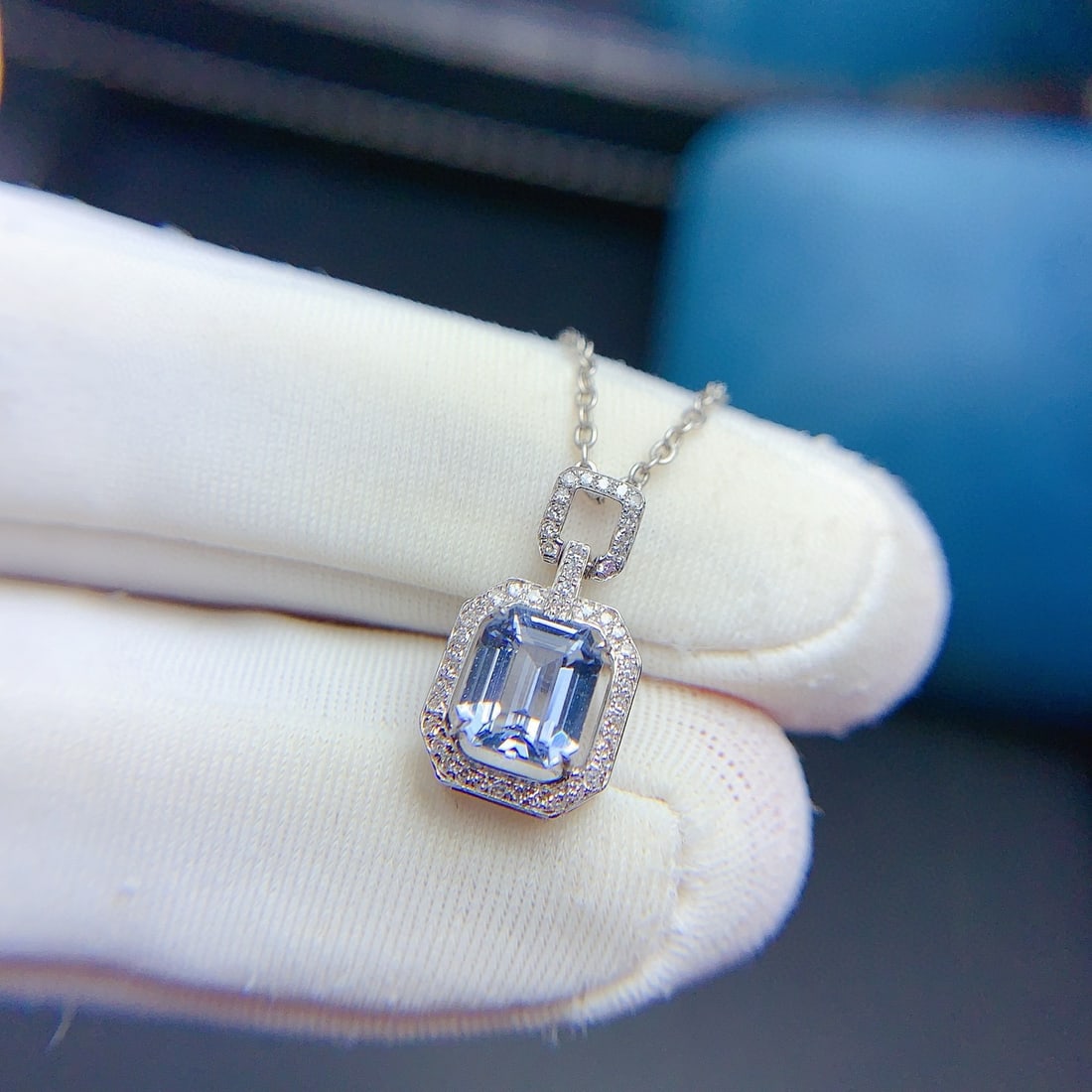 14k Gold 1.08 Ct Natural Sapphire & Diamond Pendant( Without Chain ) - 8