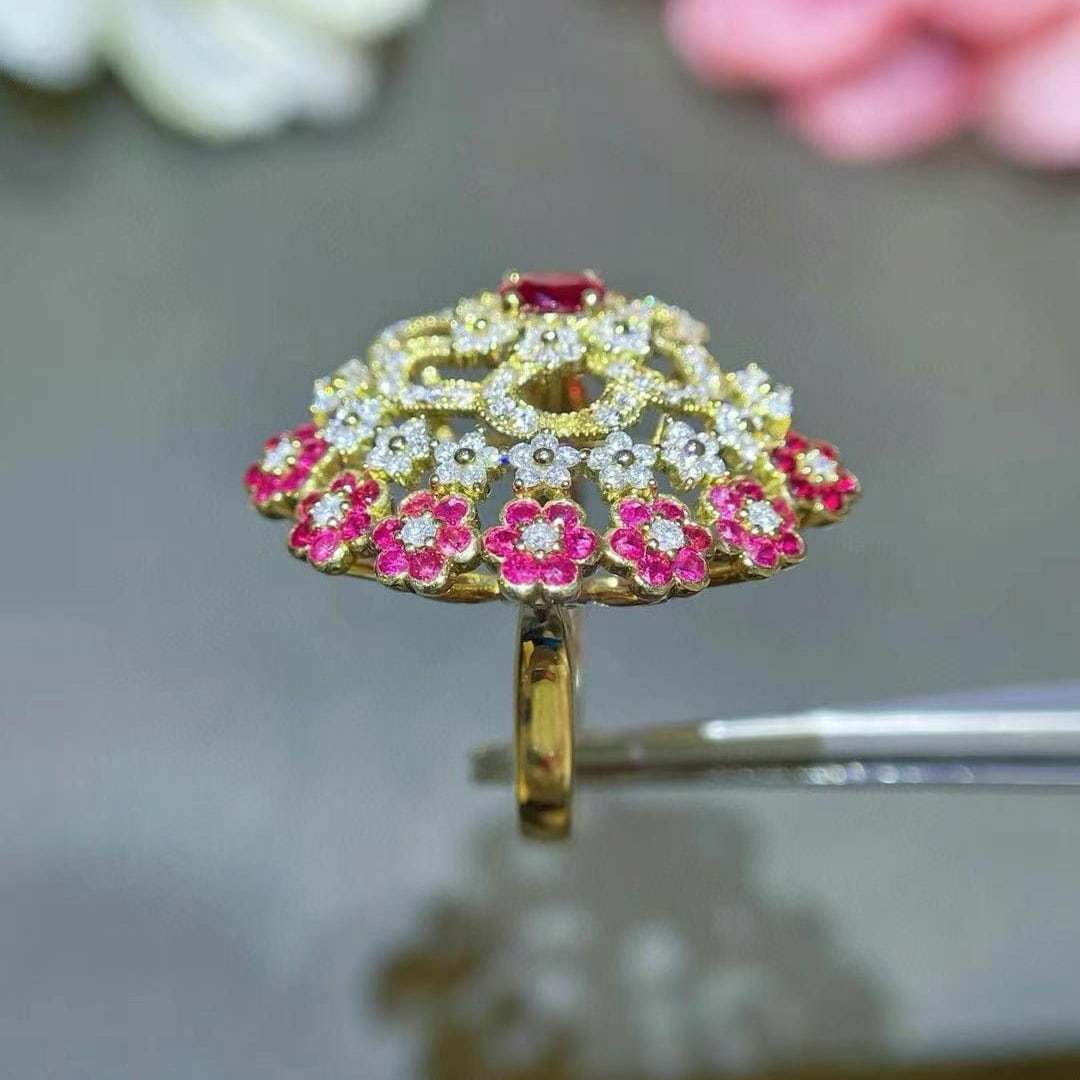 14k Gold 1.59 Ctw Natural Ruby & Diamond Ring - 4