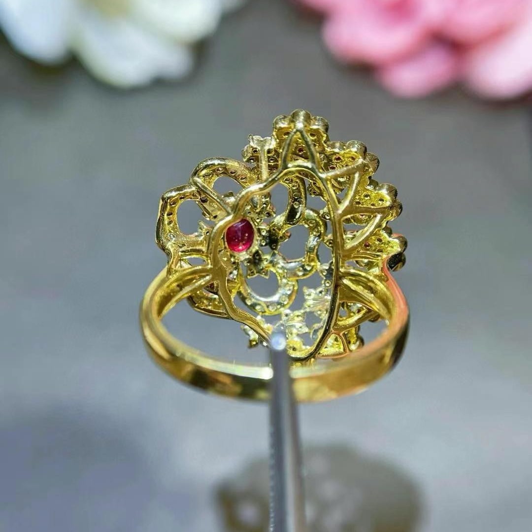 14k Gold 1.59 Ctw Natural Ruby & Diamond Ring - 5