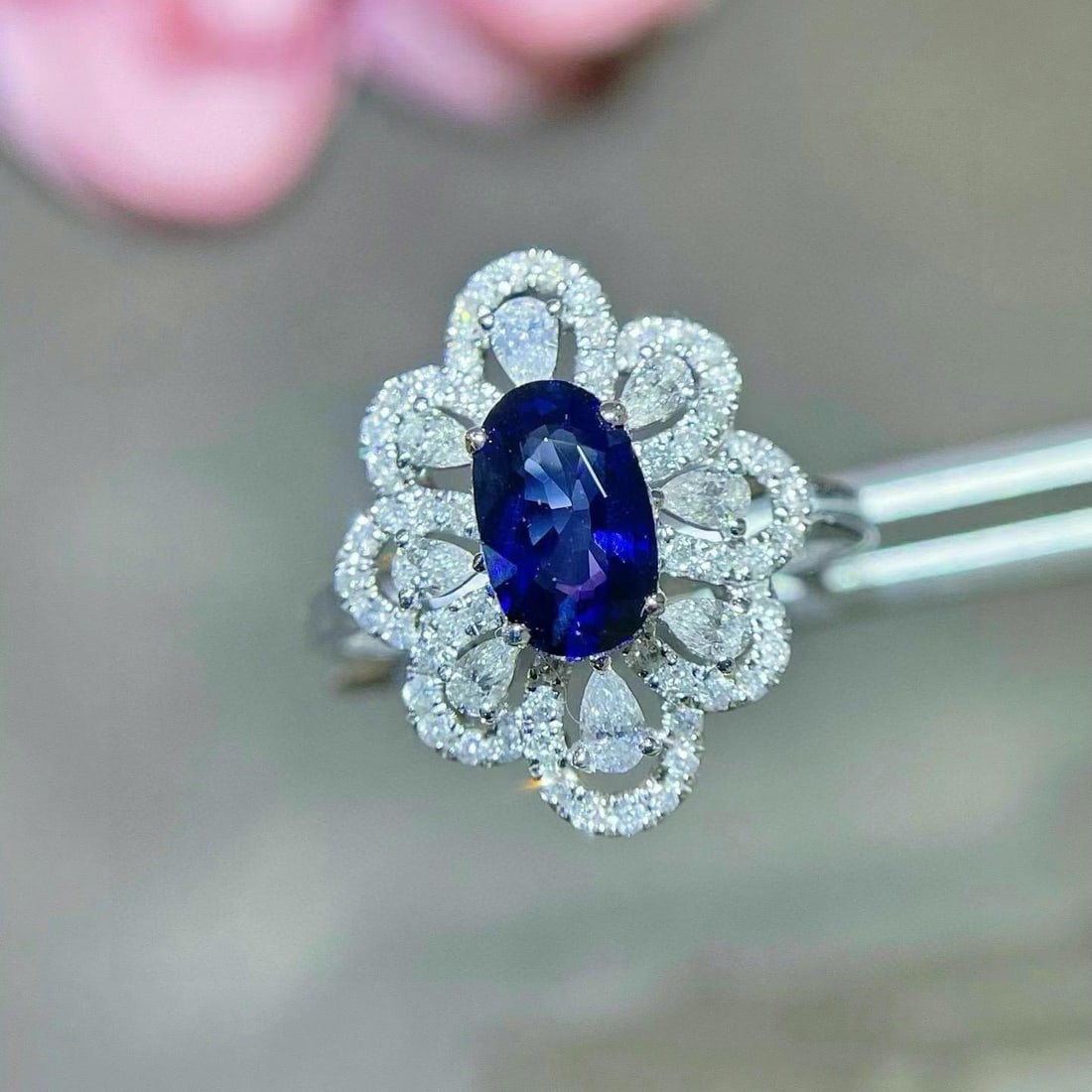 14k Gold 1.75 Ctw Natural Sapphire & Diamond Ring - 3