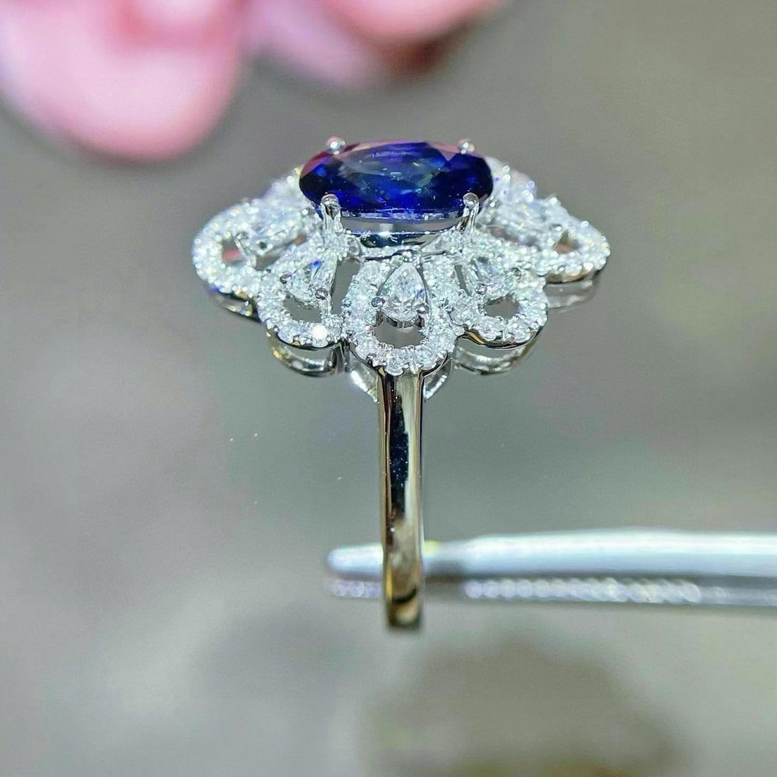 14k Gold 1.75 Ctw Natural Sapphire & Diamond Ring - 4