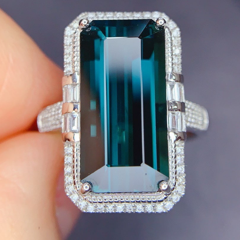 14k Gold 7.39 Ctw Natural Tourmaline & Diamond Ring - 5