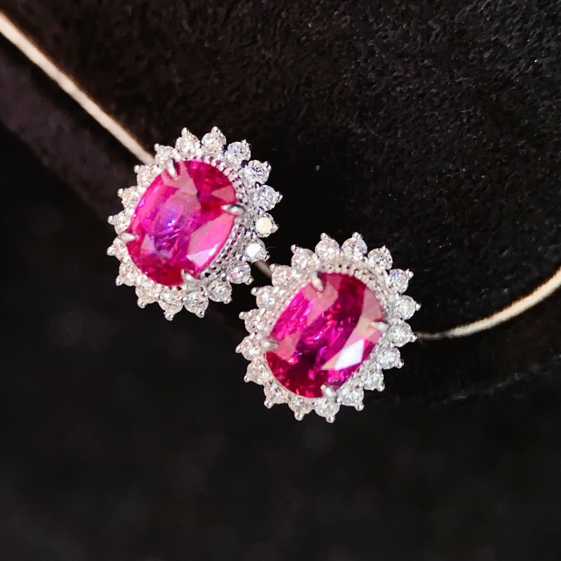 14k Gold 1.55 Ct Natural Ruby & Diamond Earrings - 4