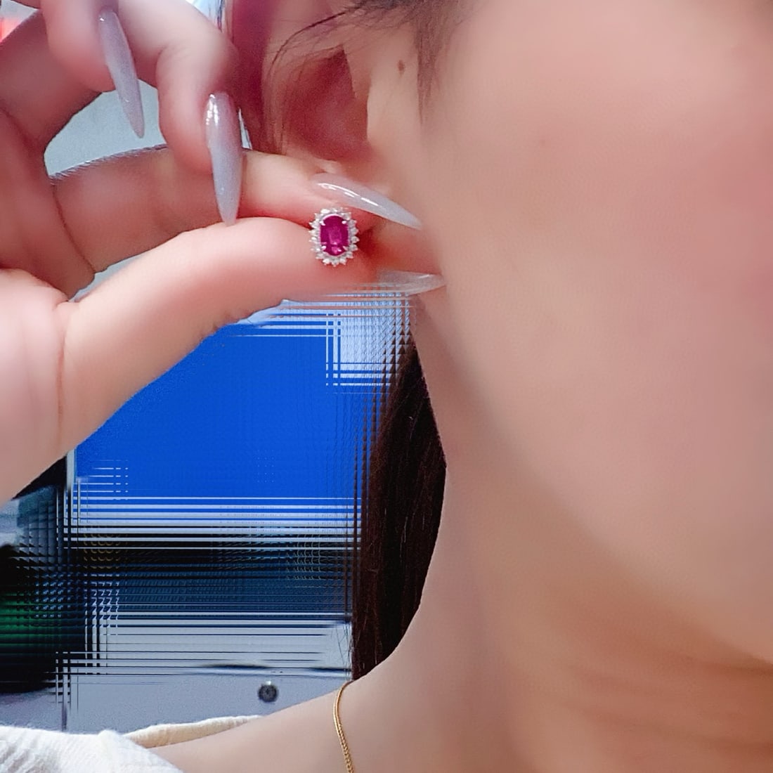 14k Gold 1.55 Ct Natural Ruby & Diamond Earrings - 6