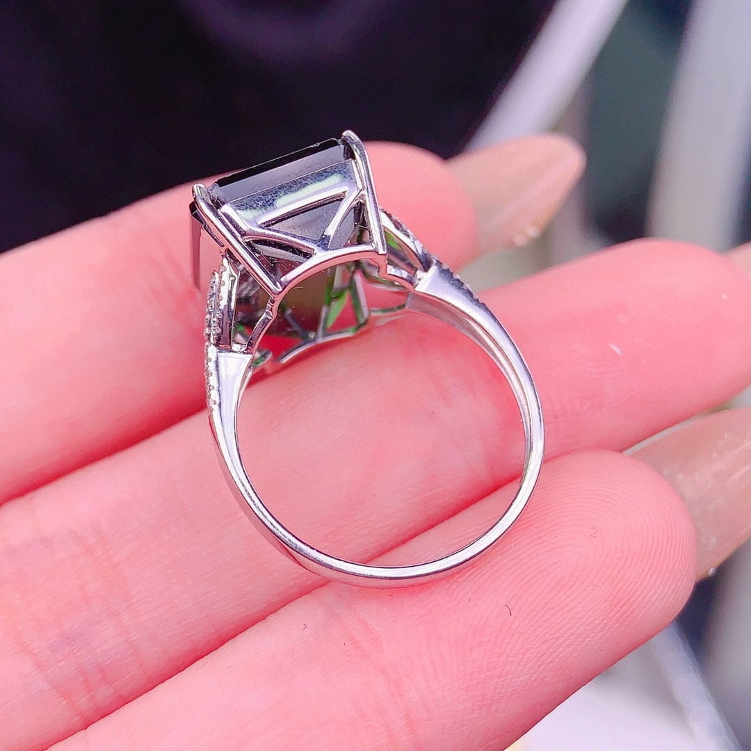 14k Gold 11 Ct Natural Tourmaline & Diamond Ring - 4