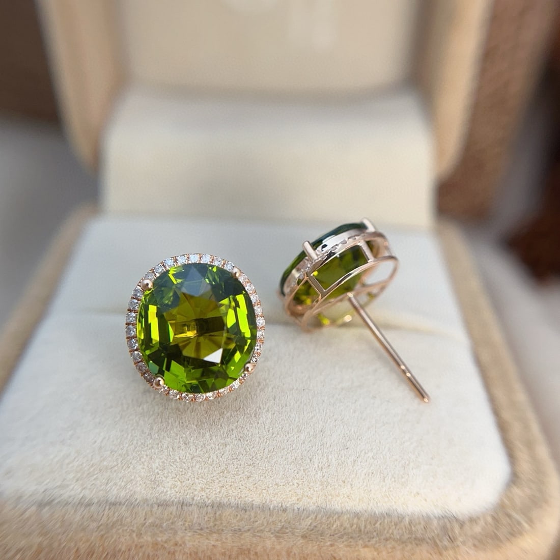 14k Gold 8.50 Ct Natural Tourmaline & Diamond Earrings - 2