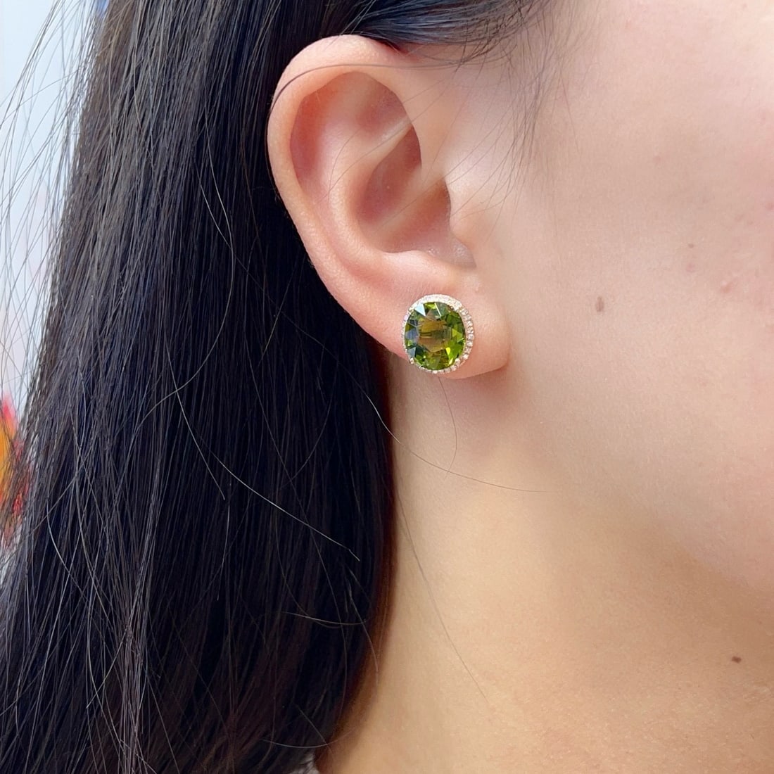 14k Gold 8.50 Ct Natural Tourmaline & Diamond Earrings - 5