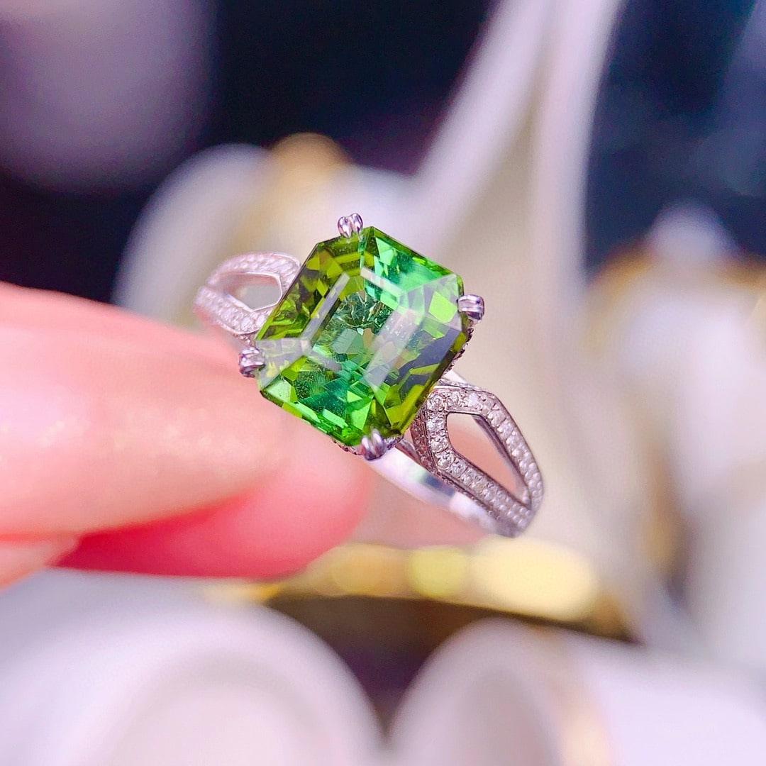 14k Gold 3.8 Ct Natural Tourmaline & Diamond Ring - 2