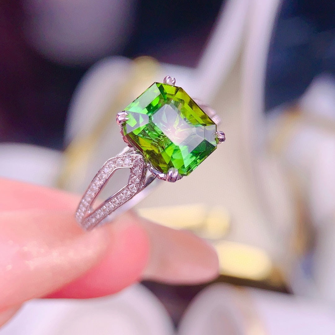 14k Gold 3.8 Ct Natural Tourmaline & Diamond Ring - 3