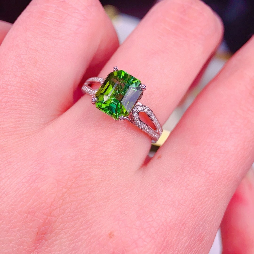 14k Gold 3.8 Ct Natural Tourmaline & Diamond Ring - 5