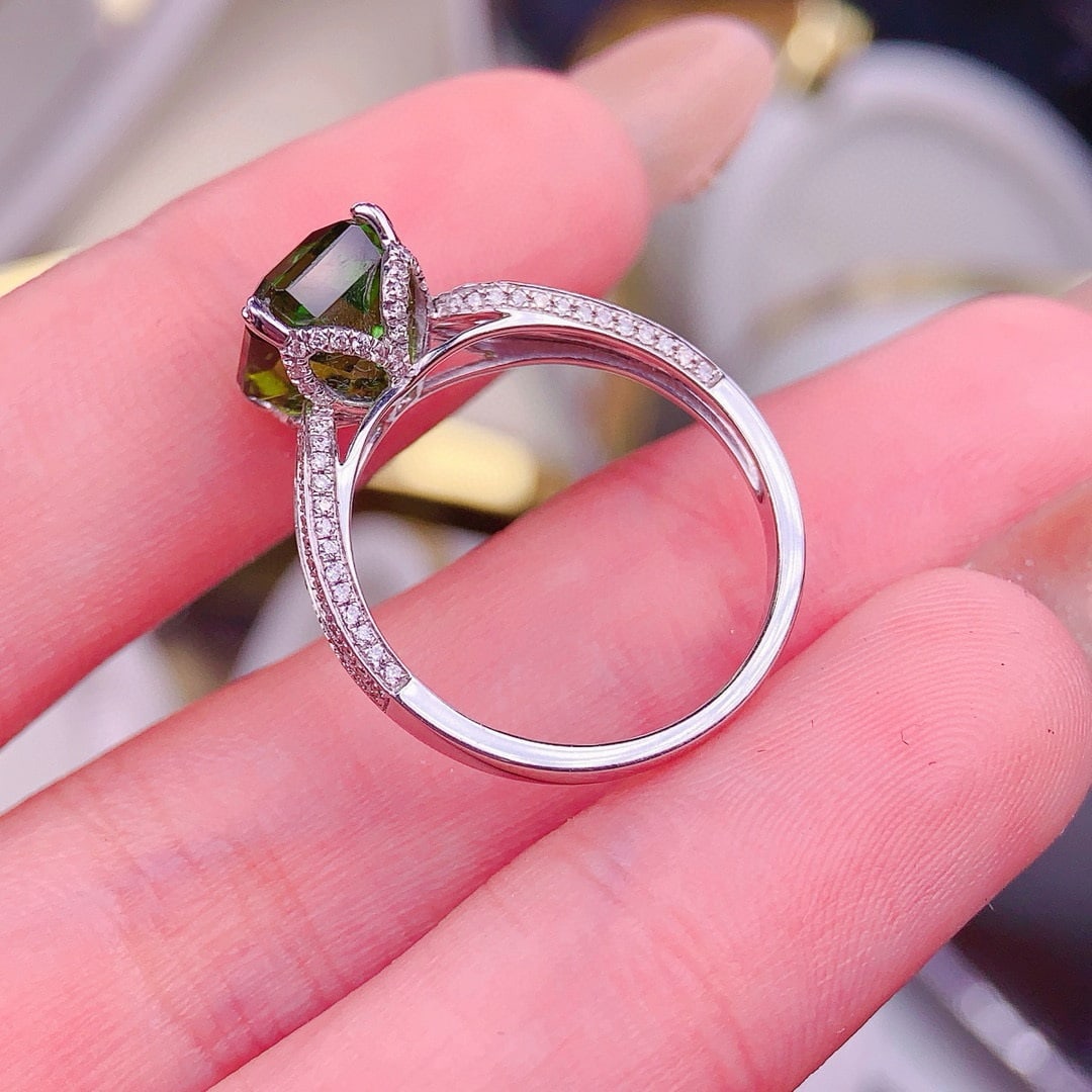 14k Gold 3.8 Ct Natural Tourmaline & Diamond Ring - 6