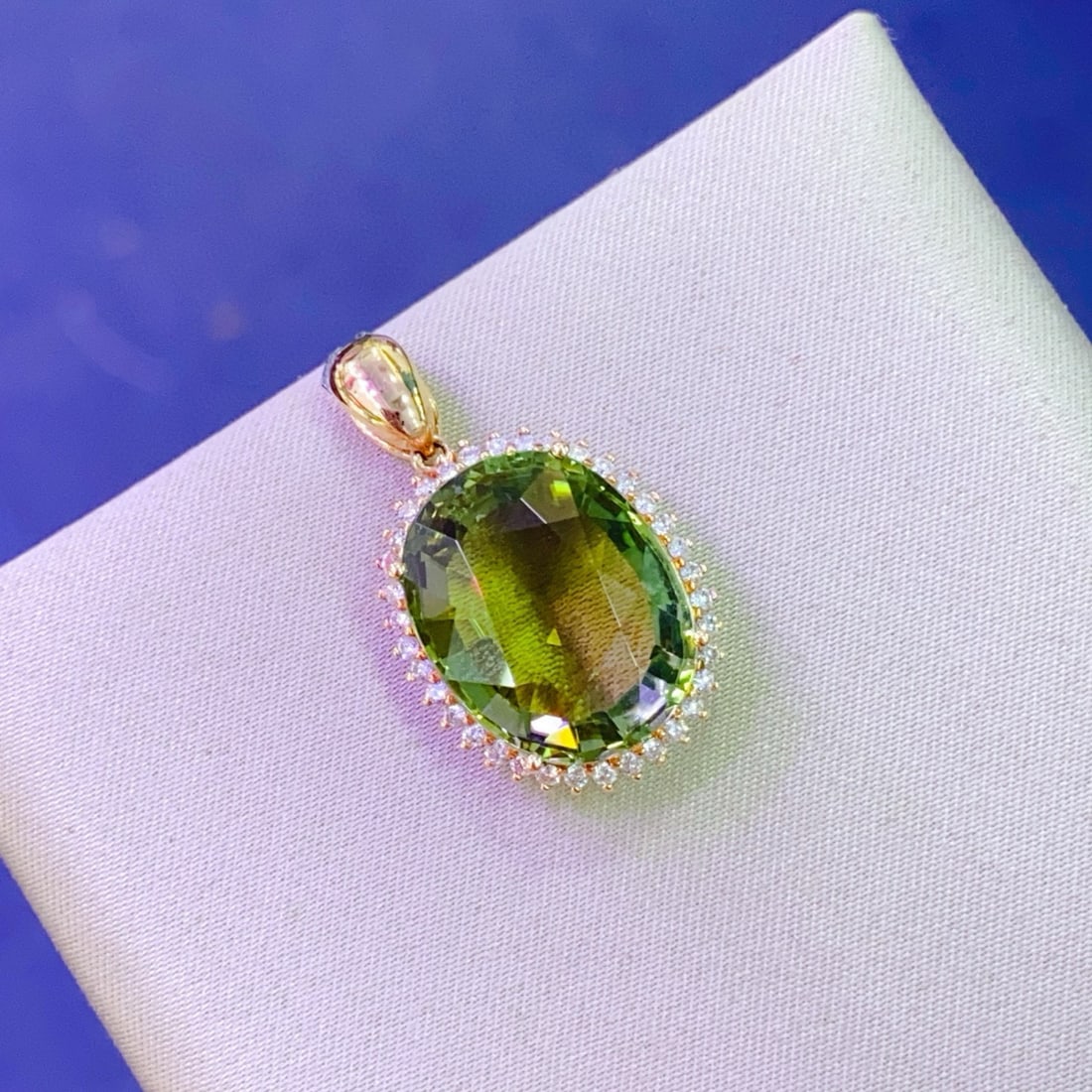 14k Gold 11.31 Ctw Natural Tourmaline & Diamond Pendant( Without Chain ) - 2