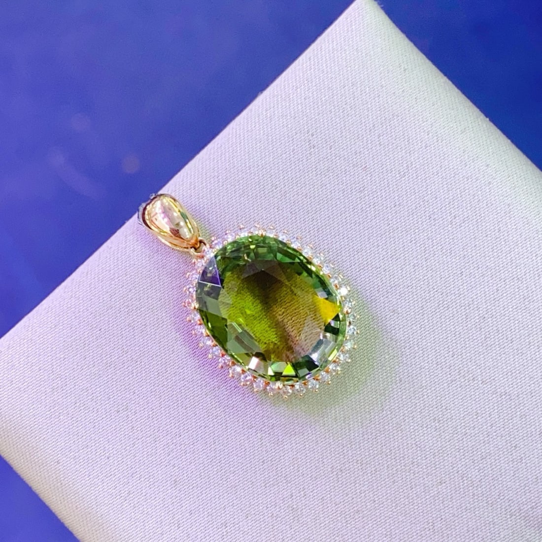 14k Gold 11.31 Ctw Natural Tourmaline & Diamond Pendant( Without Chain ) - 3