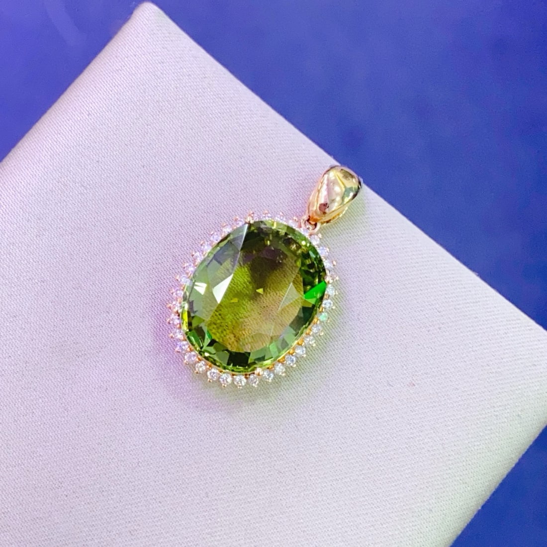 14k Gold 11.31 Ctw Natural Tourmaline & Diamond Pendant( Without Chain ) - 4