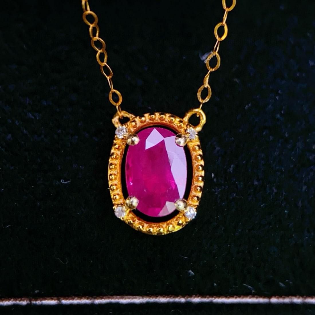14k Gold 0.65 Ct Natural Ruby Necklace (1 of 7)