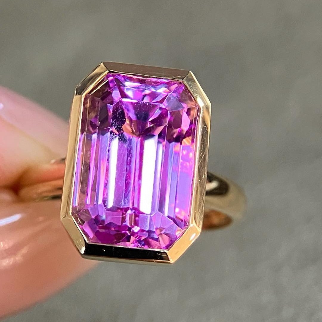 14k Gold 8.5 Ct Natural Kunzite Ring - 5